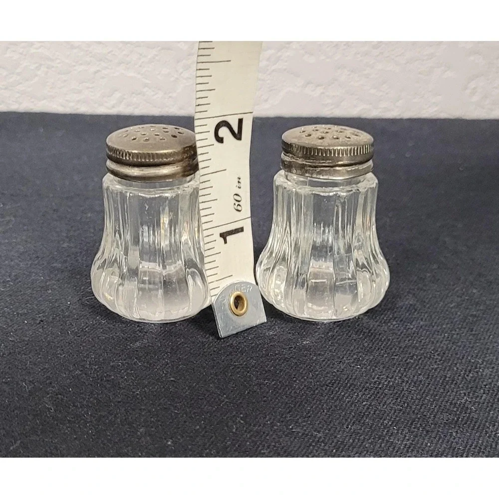 Small Mini Clear Ribbed Lucite Salt and Pepper Shakers Vintage 1960s
